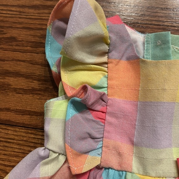 Bonnie baby girl pastel plaid spring flutter dress ruffled  button back 6-9 MO - Picture 7 of 9